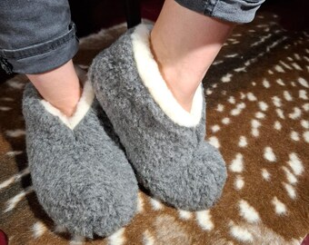 Pantoufles en laine faites main | Chaussures maison feutrées confortables, chaussures unisexes chaudes