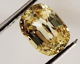 Natural Yellow Sapphire 1.79 ct | Unheated Cushion Cut Certified Ceylon Gem