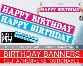 Birthday Party Banner Sticker Repositionable Party Sticker Party Banner Party Decoration