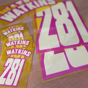Iron On Race Name and Number For Motocross Jersey, Transfers Motocross Decal
