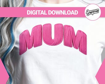 Mum Faux Yarn PNG, Crochet Style Clipart (Digital Download, UK Spelling)