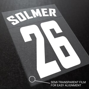 Iron On Transfer Name and Number, Vinyl, Custom Soccer Kit, DTF Film image 4