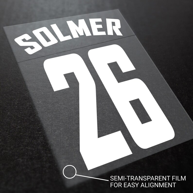 Iron On Transfer Name and Number, Vinyl, Custom Soccer Kit, DTF Film image 4