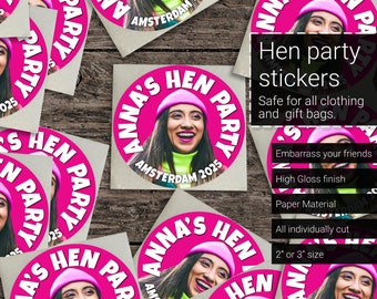 Hen Party Paper Stickers for Clothing, Paper Labels, Baby Shower, Face Sticker, Photo Sticker, Clothing Labels