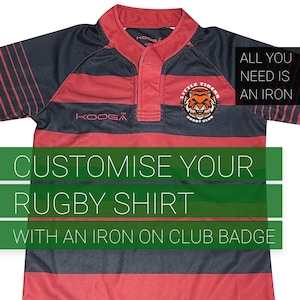 Rugby Shirt Iron On Badge, Iron On Rugby Badge, Club Sponsor Transfer, Iron On Decal, Add Kit Sponsor To Shirt, Customise Rugby Kit