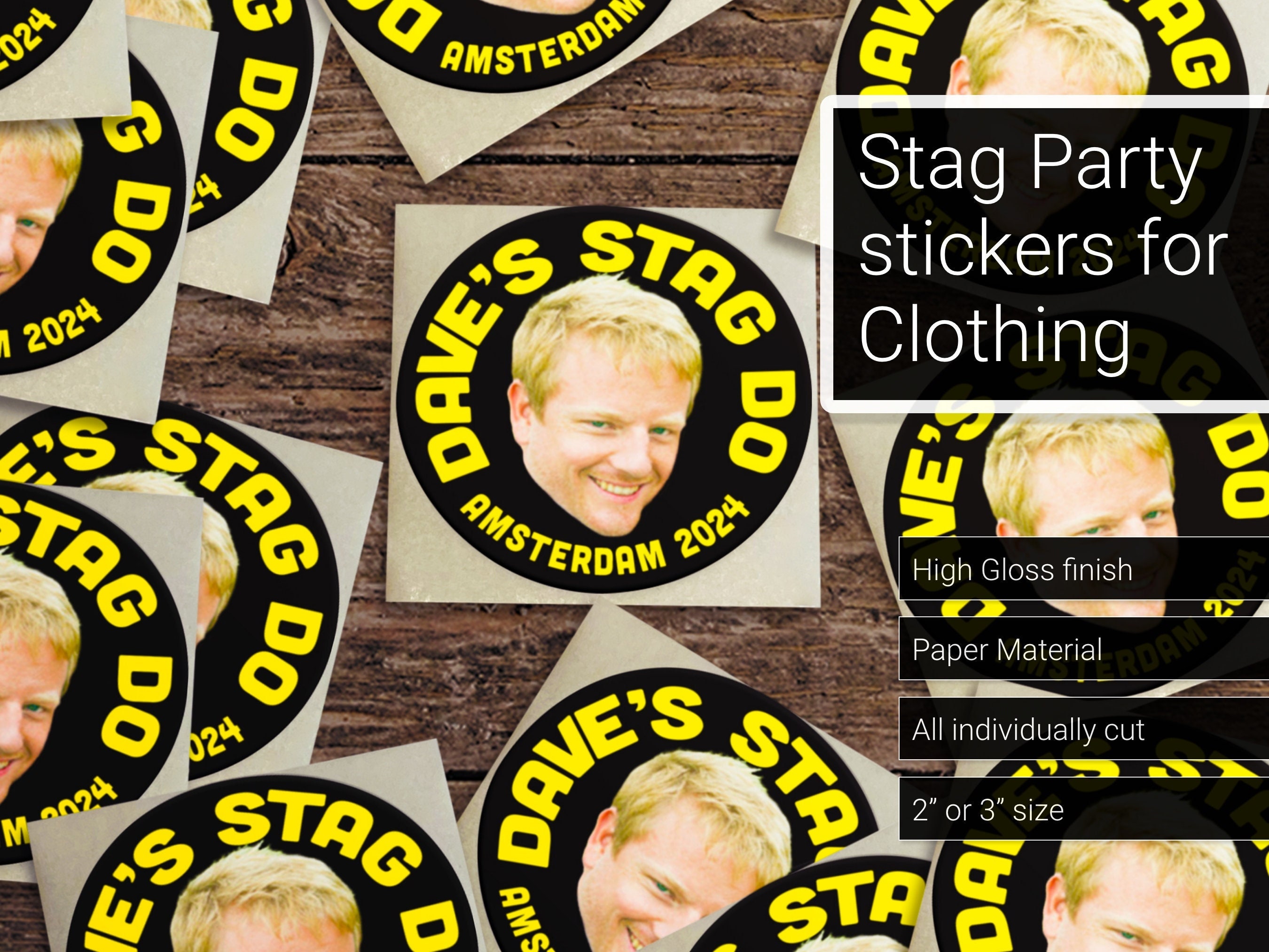 Stag Party Paper Stickers for Clothing, Paper Labels, Photo Sticker, Face Sticker