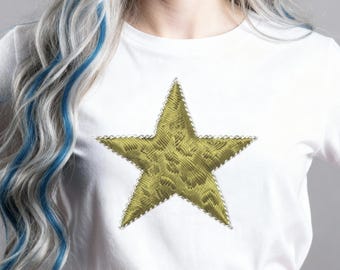 Olive Leopard Print Star Iron On Patch, DIY Clothing Heat Transfer