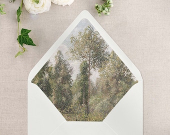 Poplar Grove Vintage Summer Landscape Envelope Liner for A7 Euro / Pointed Flap Wedding Invitation Envelopes