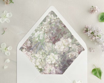 Vintage Flora Romantic Summer Flower Envelope Liner for A7 Euro / Pointed Flap Wedding Invitation Envelopes