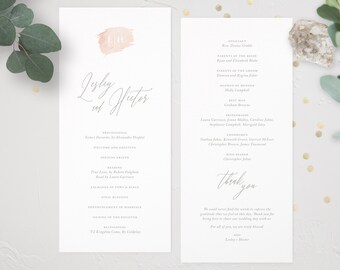 Calla | Blush Watercolour Wedding Program, Wedding Calligraphy, Modern Wedding, Romantic Wedding, Garden Wedding, Gold Foil Wedding Invite