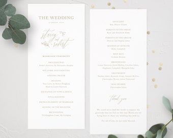 Alanna | Modern Wedding Program, Minimalist Wedding, Rustic Program, Vintage Wedding, Wedding Ceremony Program, Gold Foil, Acrylic Invite