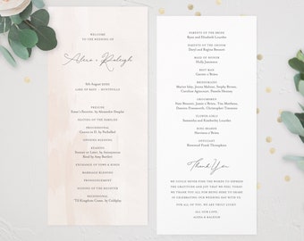 Cristina | Watercolor Wedding Program, Blush Wedding, Wedding Calligraphy, Handwritten Invitation, Calligraphy Wedding Program, Gold Foil