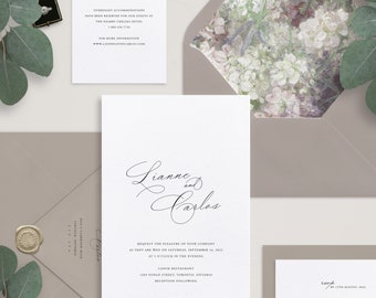 No. 2  |  Bianca - Romantic Minimalist Vintage Calligraphy Wedding Invitation