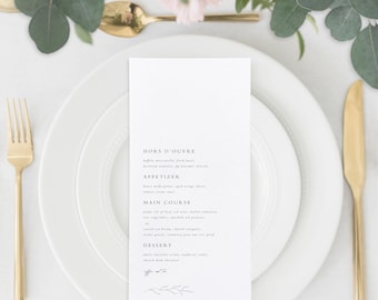 No. 15 | Isabella - Romantic Botanical Leaf Calligraphy Day of Wedding Menu Card