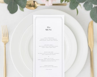 No. 7 | Lainey - Art Deco Mid Century Modern Minimalist Day of Wedding Menu Card