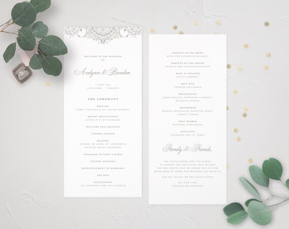 Felicity Formal Wedding Program Wedding Calligraphy Script Etsy