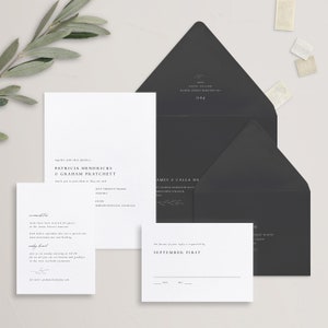 No. 15 Isabella Romantic Modern Minimalist Botanical Leaf Wedding Invitation Gold Package