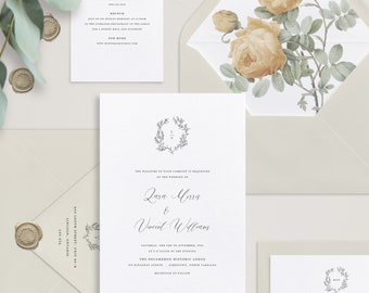 No. 10 | Kimberley - Romantic Elegance Garden Monogram Wedding Invitation