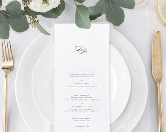 No. 26 | Willow - Romantic Calligraphy Monogram Day of Wedding Menu Card