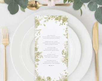 No. 39 | Wendy - Spring Summer Wildflower Butterfly and Bee Floral Day of Wedding Menu Card