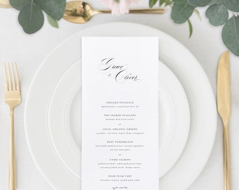 No. 31 | Opal - Classic and Elegant Black Tie Calligraphy Day of Wedding Menu Card