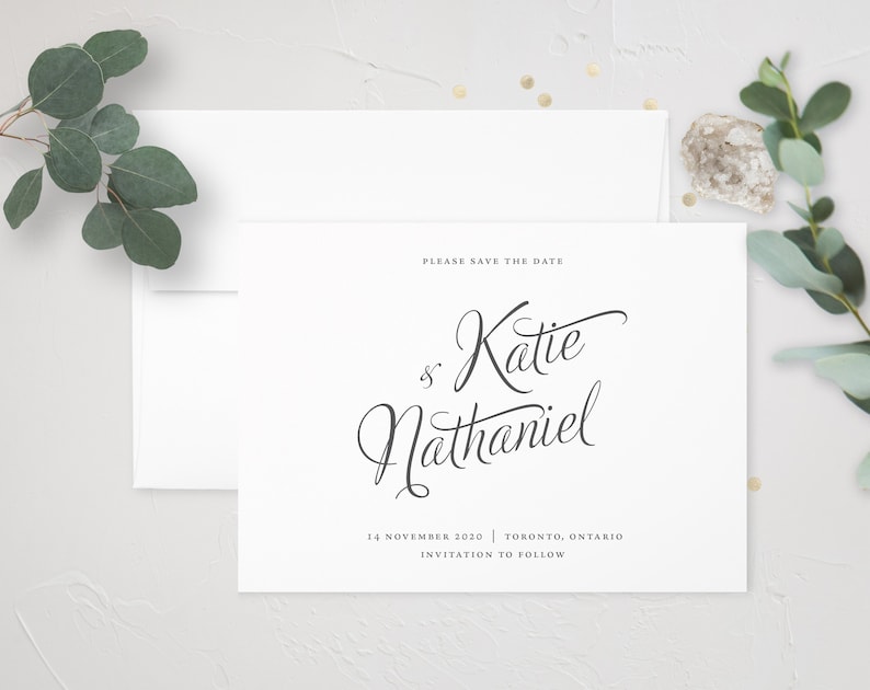 Evelyn Gold Foil Invite Minimal Wedding Modern Save the Date Classic Wedding Calligraphy Save the Date Wedding Calligraphy Acrylic