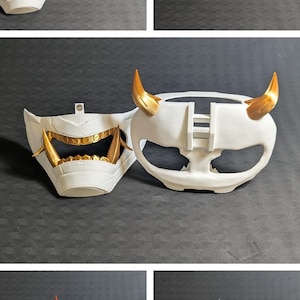 A collage of the Cyber Oni Mask set for the Meta Quest 3s in a variety of color combinations.