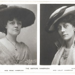 RPPC The Sisters Vanbrugh vintage carte postale photo éphémère édouardienne inutilisé