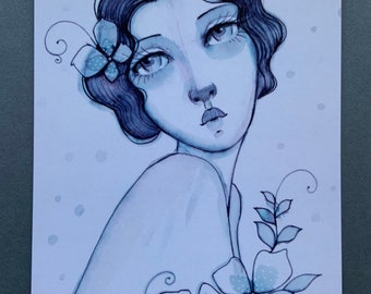 5 x 7 vykortstryck #257 Konstverk Presenter till henne Mail Art