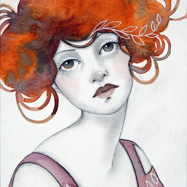 Swirly Girl Watercolor and graphite lesson, art class