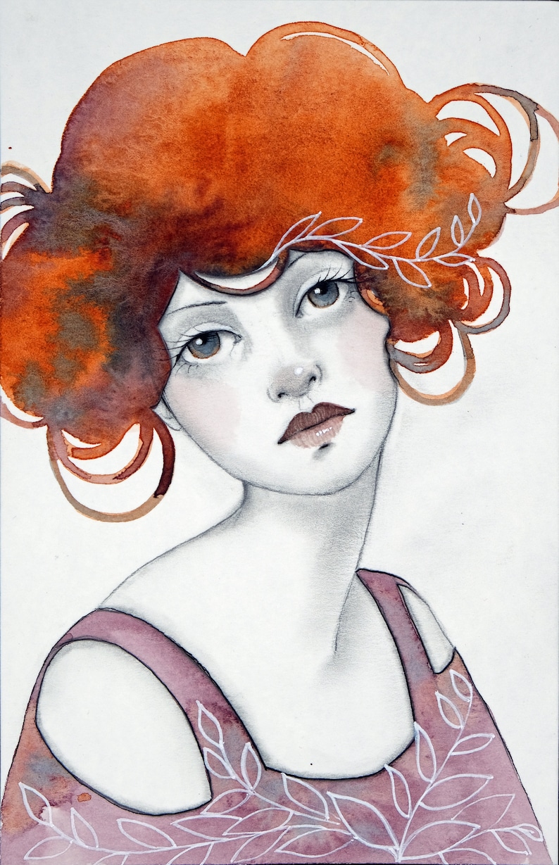 Swirly Girl Watercolor and graphite lesson, art class image 1