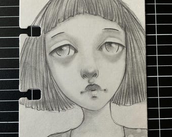 Original pencil sketch on Rolodex 100 day project day 50