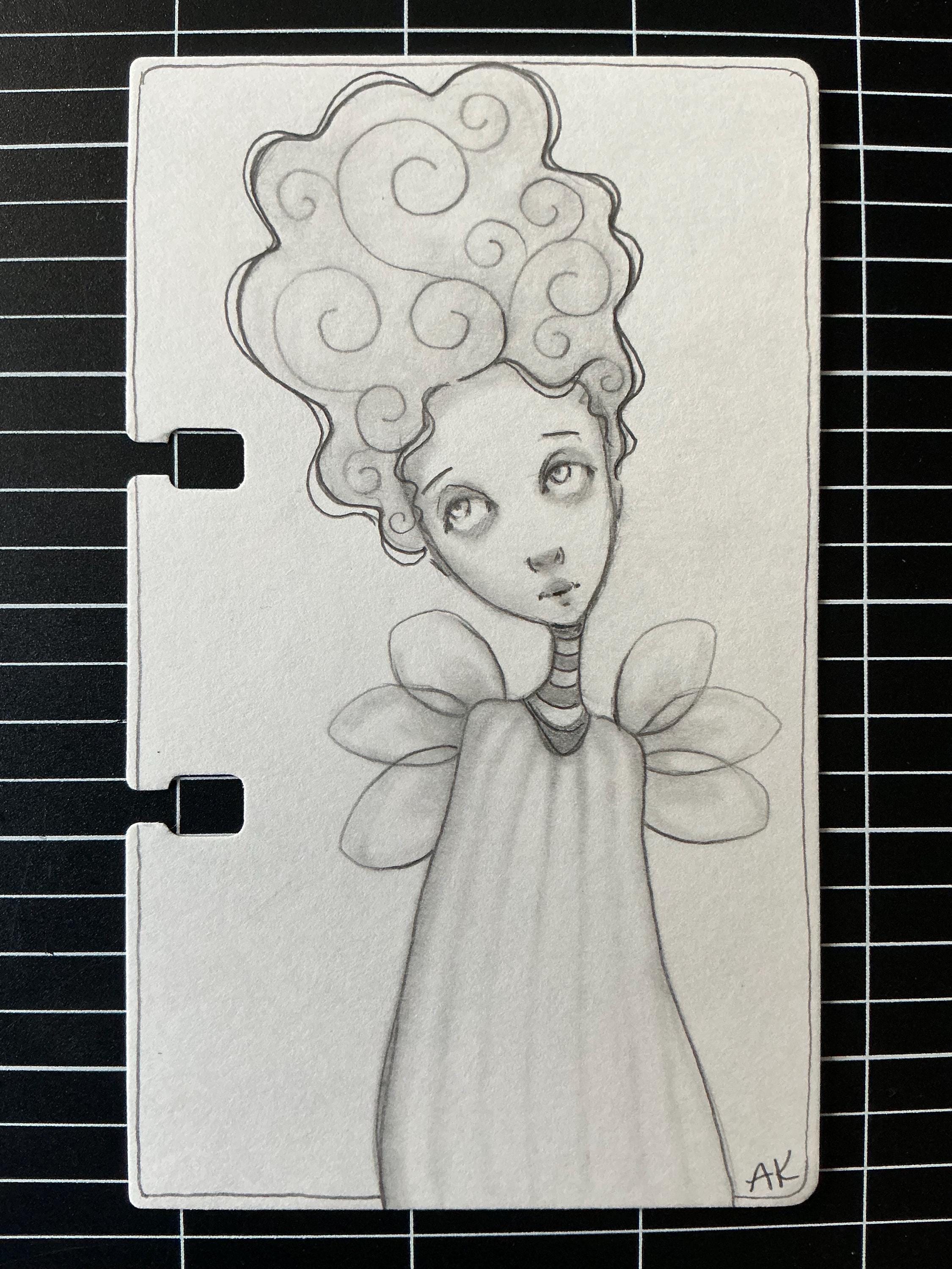 Original pencil sketch on Rolodex 100 day project day 24