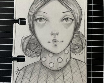 Original pencil sketch on Rolodex 100 day project day 8
