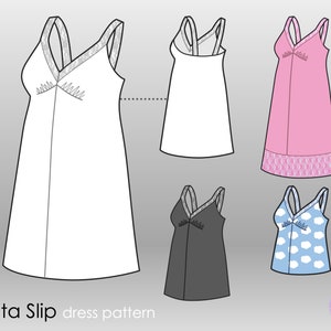 Anita Slip/Slip Dress Pattern and Camisole/Nightie/Coverup, PDF Instant Download With Illustrated Sewing Instructions