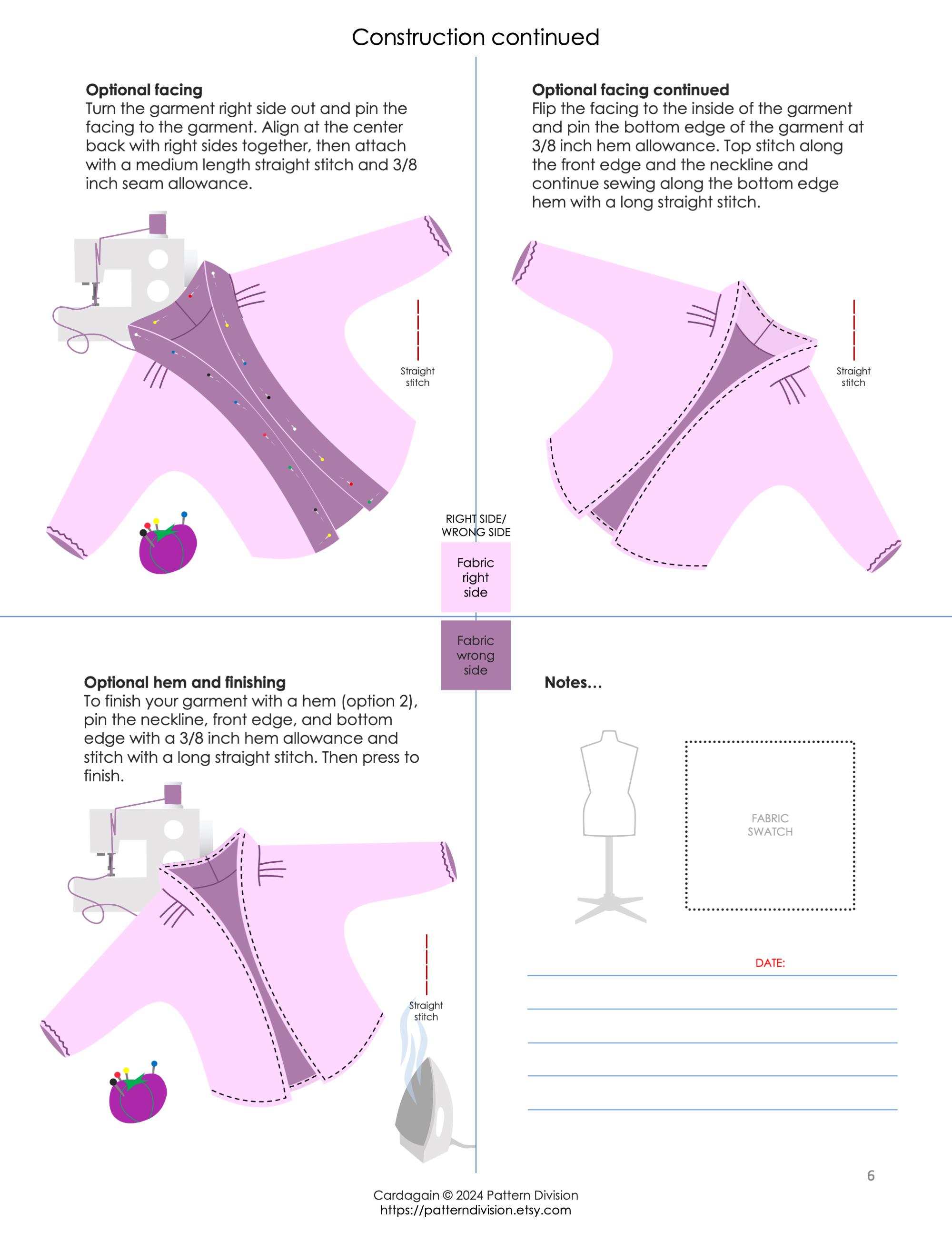 Wrap Cardigan Sewing Pattern (cardagain) for Women, PDF Instant ...