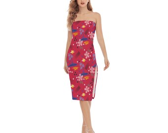 Smock Tube Top Rayon Hawaiian Dress main image 1