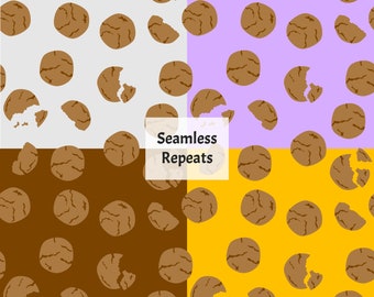 Ginger Snap Cookie Patterns PNG Seamless Repeats Download istantaneo