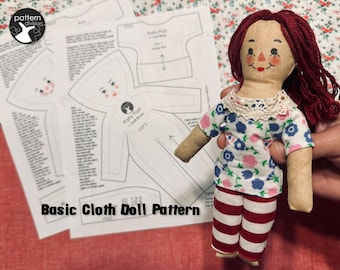 Modello di cucito per bambola di stoffa Raggedy Ann & Patty Post: 8 pollici (PDF)