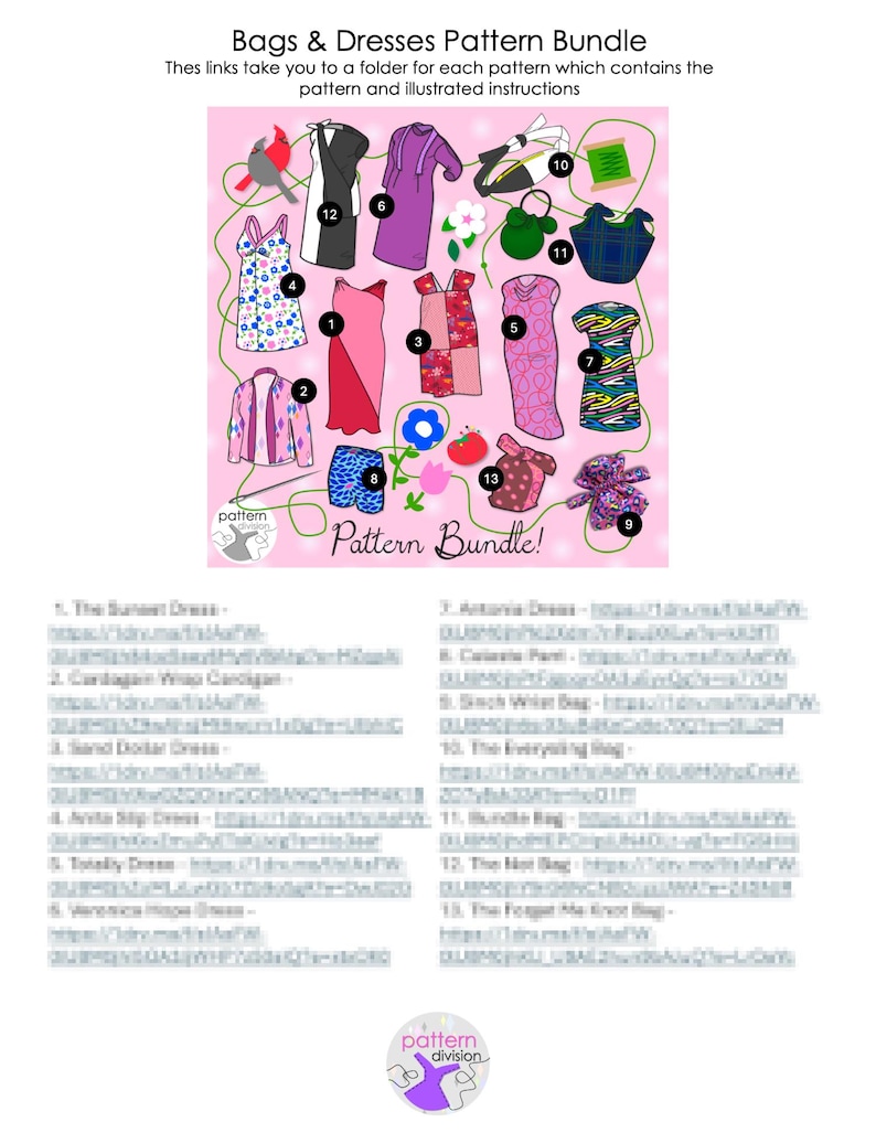 Bags and Dresses Sewing Pattern Bundle PDF Download With Illustrated ...