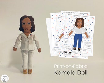 Modello di stampa su tessuto per bambola Madame Vice President Kamala Harris PDF