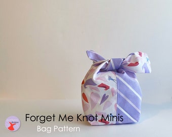 Forget Me Knot Gift Bag Minis Sewing Pattern with 21 Downloadable PFD Valentine's Day Designs to Print on Fabric at Home