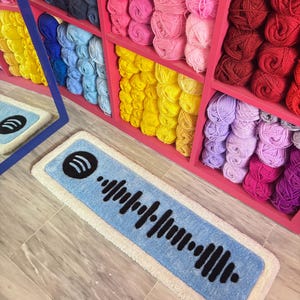 Spotify scanneble tapijt tuften, handgemaakt muziektapijt, getuft tapijt met liedjes, mobiele scan, kerstcadeau, aangepaste kunst aan de muur, decoratie voor kinderen, 3D