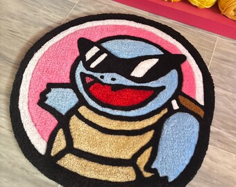 ラグ・カーペット SQUIRTLE SQUAD TUFTED RUG Tufting Squirtle Rug, Handmade Rug, Anime Tufted Carpet