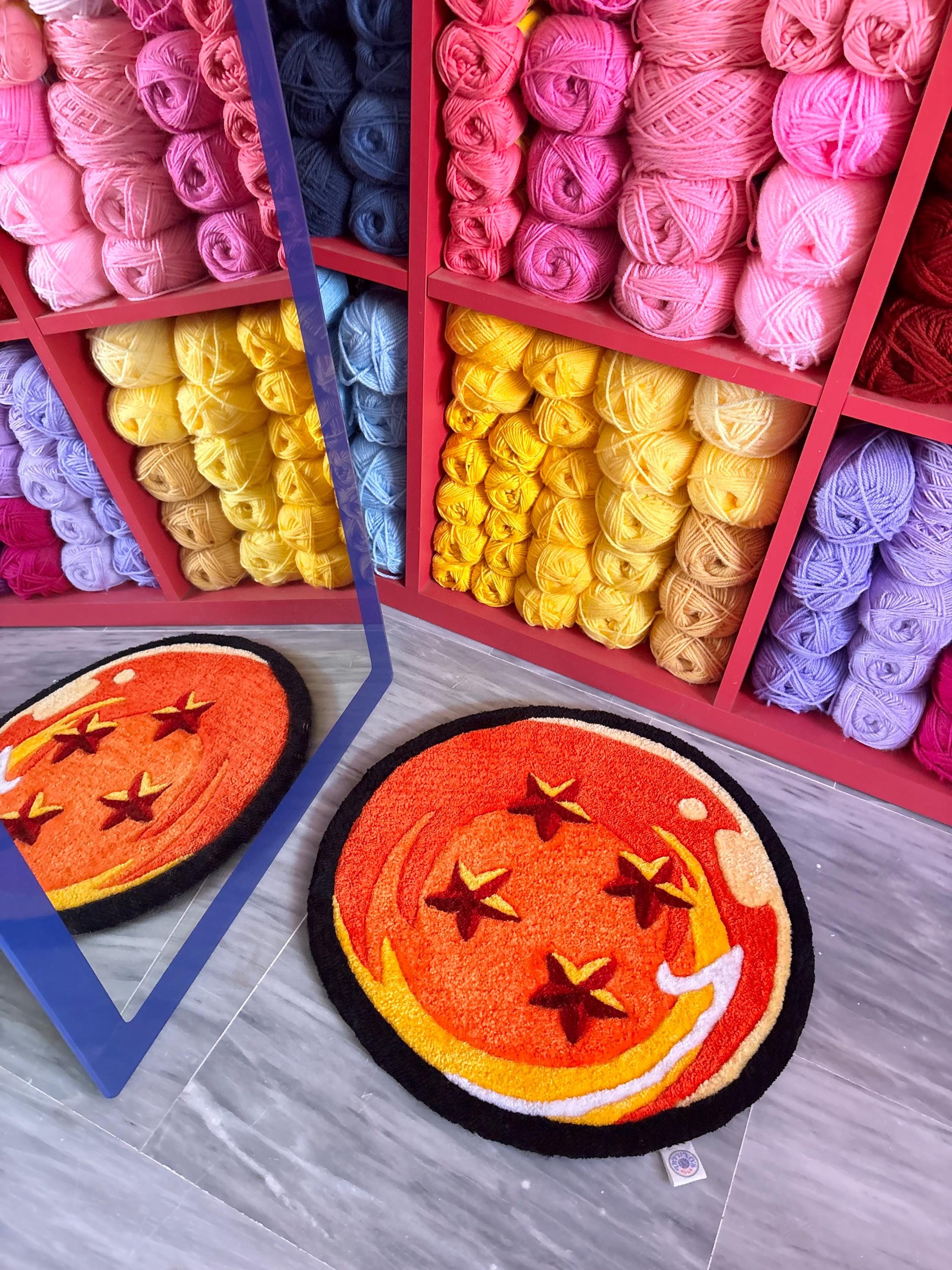 x*4様 熱帯睡蓮　Dragon Ball Tufting Dragon Ball Z Rug, Handmade Goku Gohan Orange 4 Stars, DBZ