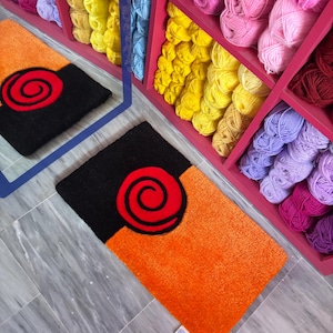 Naruto Shippuden con retro trapuntato, tappeto uzumaki fatto a mano, anime rosso-arancio trapuntato, regalo di Natale, decorazione artistica murale personalizzata, arredamento artistico, manga 3D