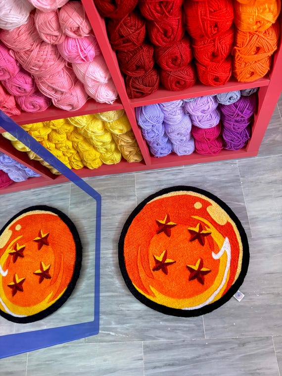 Tufting Dragon Ball Z Rug, Handmade Goku Gohan Orange 4 Stars, DBZ