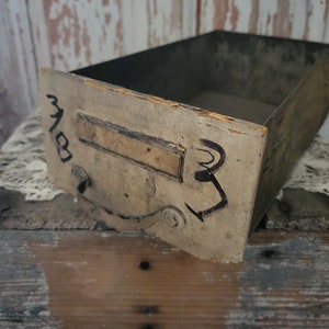 Vintage Crackled Dirty Cream Wood Primitive Drawer Industrial Edwardian Victorian As-Is