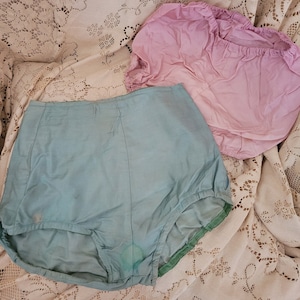 Vintage PAIR Green Pink Showgirl Burlesque Costume Bottoms French Brocante AS-IS
