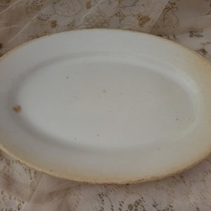 Vintage CHUNKY Off-white Crazed Antique Serving Plate Platter Ironstone Shabby Brocante #1 AS-IS